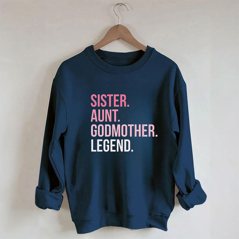Sweat-shirt décontracté à imprimé lettre de sœur drôle