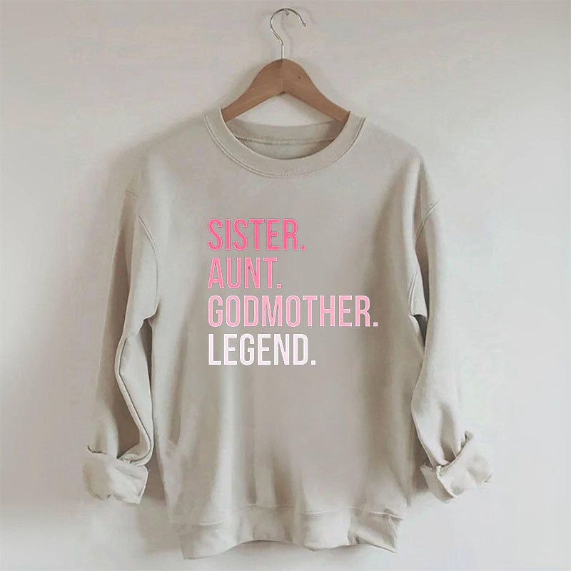 Sweat-shirt décontracté à imprimé lettre de sœur drôle