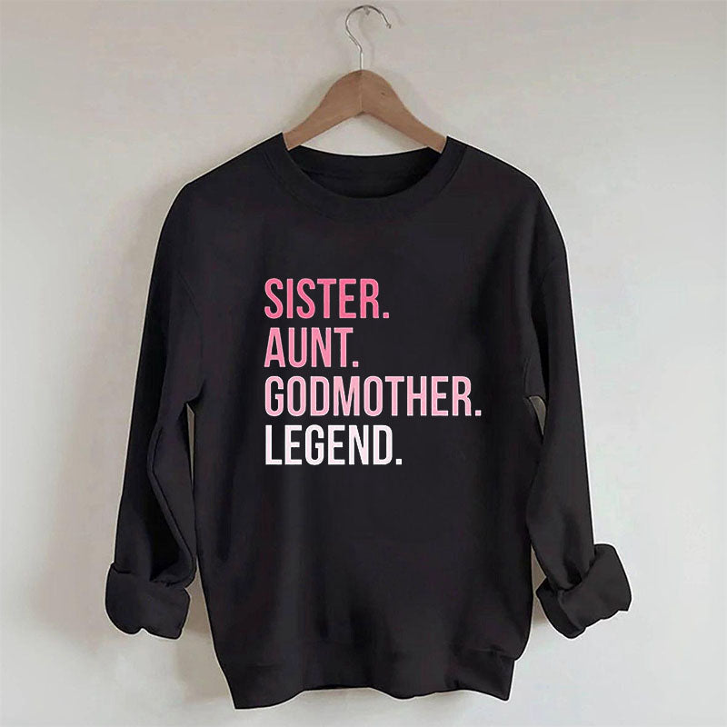 Sweat-shirt décontracté à imprimé lettre de sœur drôle