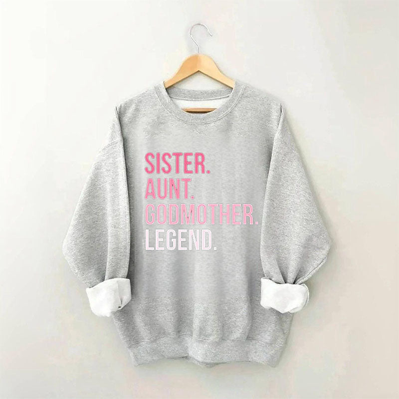 Sweat-shirt décontracté à imprimé lettre de sœur drôle