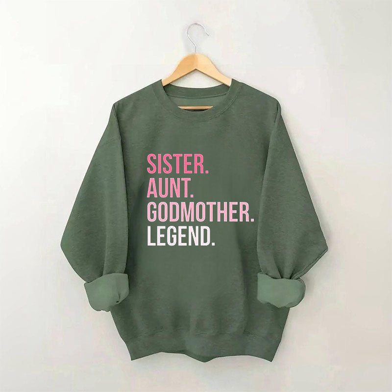 Sweat-shirt décontracté à imprimé lettre de sœur drôle