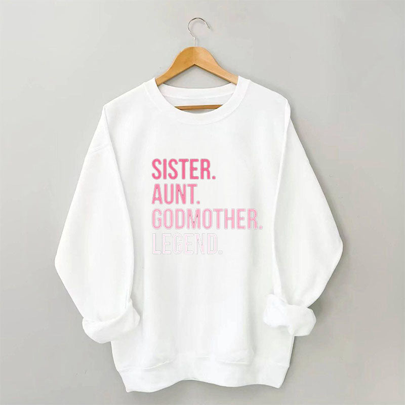 Sweat-shirt décontracté à imprimé lettre de sœur drôle