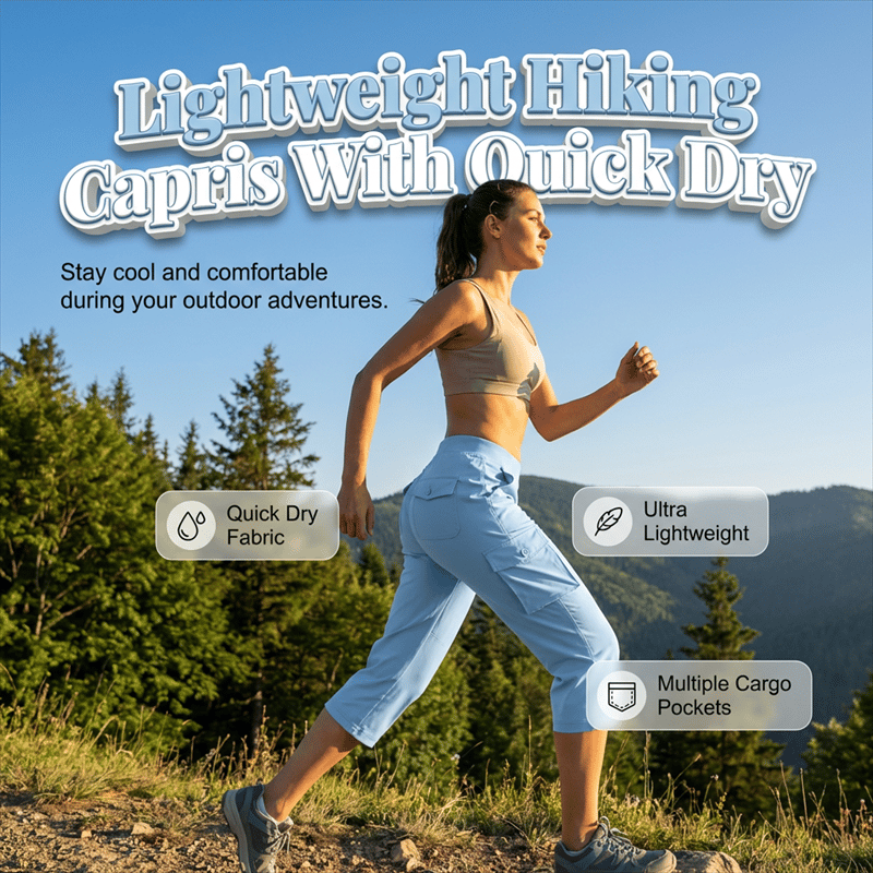 Women's Lightweight Hiking Capris: Quick-Dry. 6 Pockets. Loose Fit