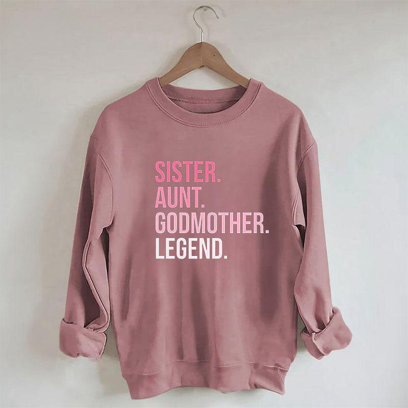 Sweat-shirt décontracté à imprimé lettre de sœur drôle