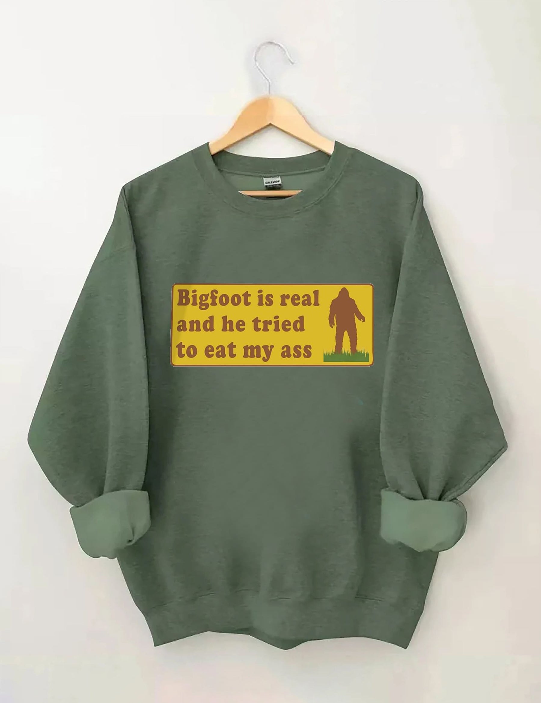 Bigfoot Is Real - Sweat-shirt à imprimé lettre