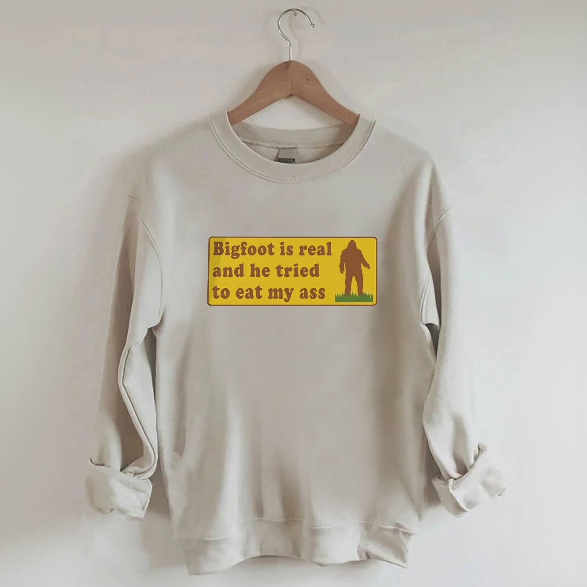 Bigfoot Is Real - Sweat-shirt à imprimé lettre