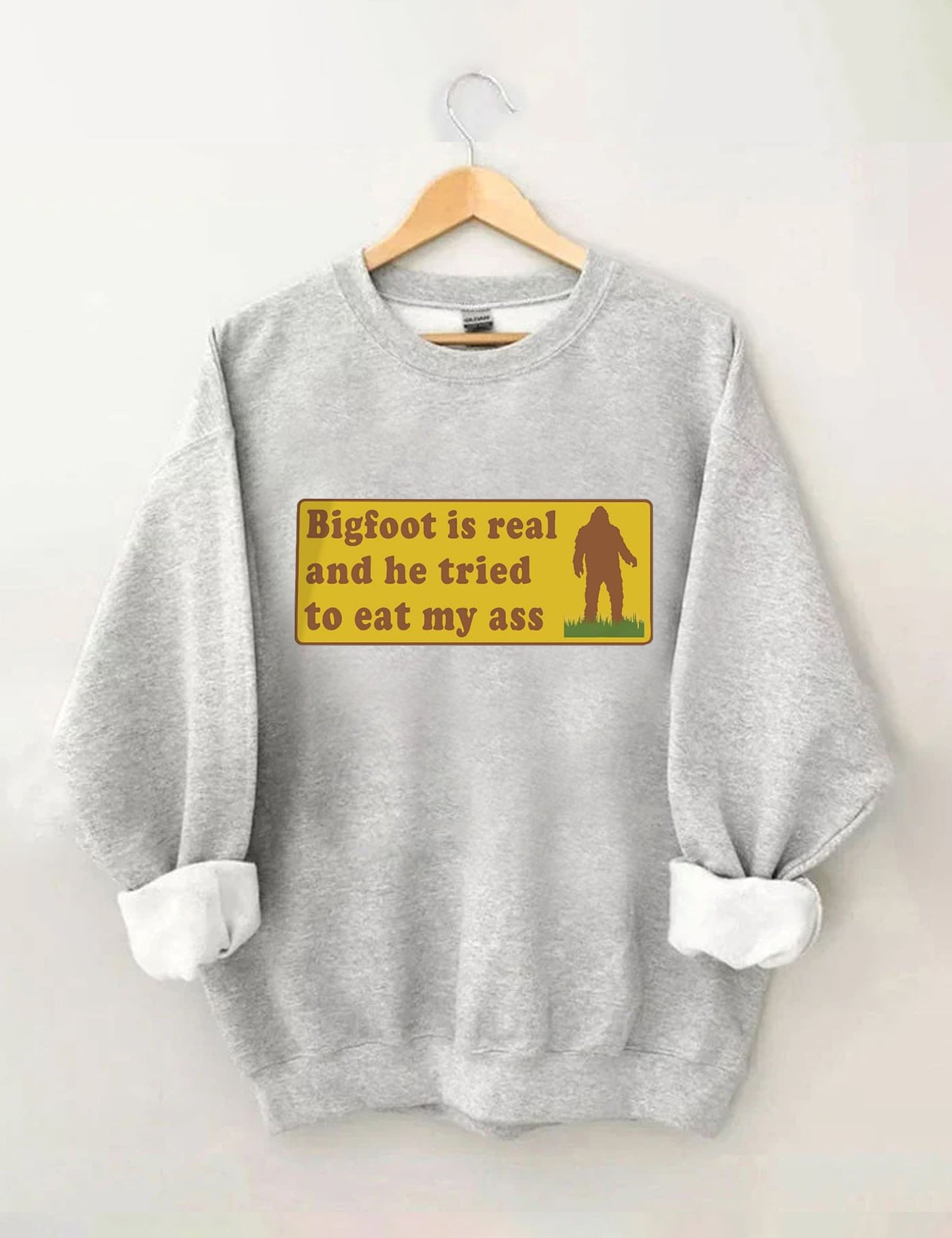 Bigfoot Is Real - Sweat-shirt à imprimé lettre