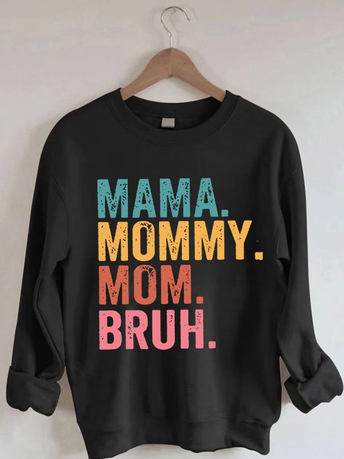 Sweat-shirt décontracté imprimé Ma Mama Mom Bruh pour femmes