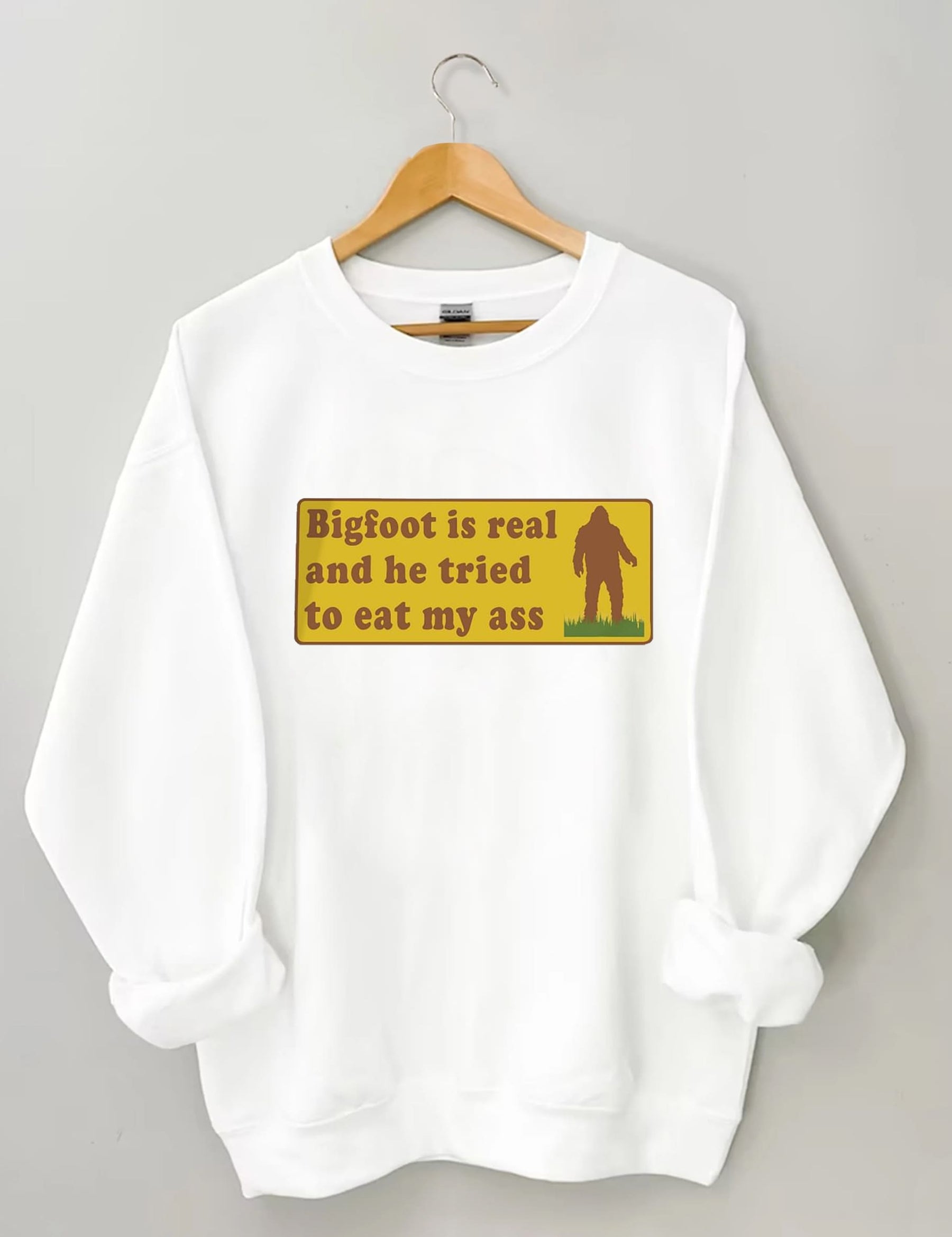 Bigfoot Is Real - Sweat-shirt à imprimé lettre