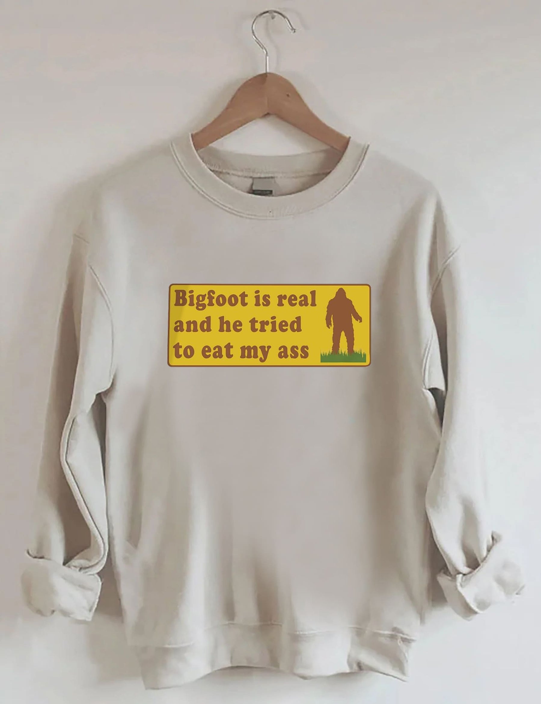 Bigfoot Is Real - Sweat-shirt à imprimé lettre