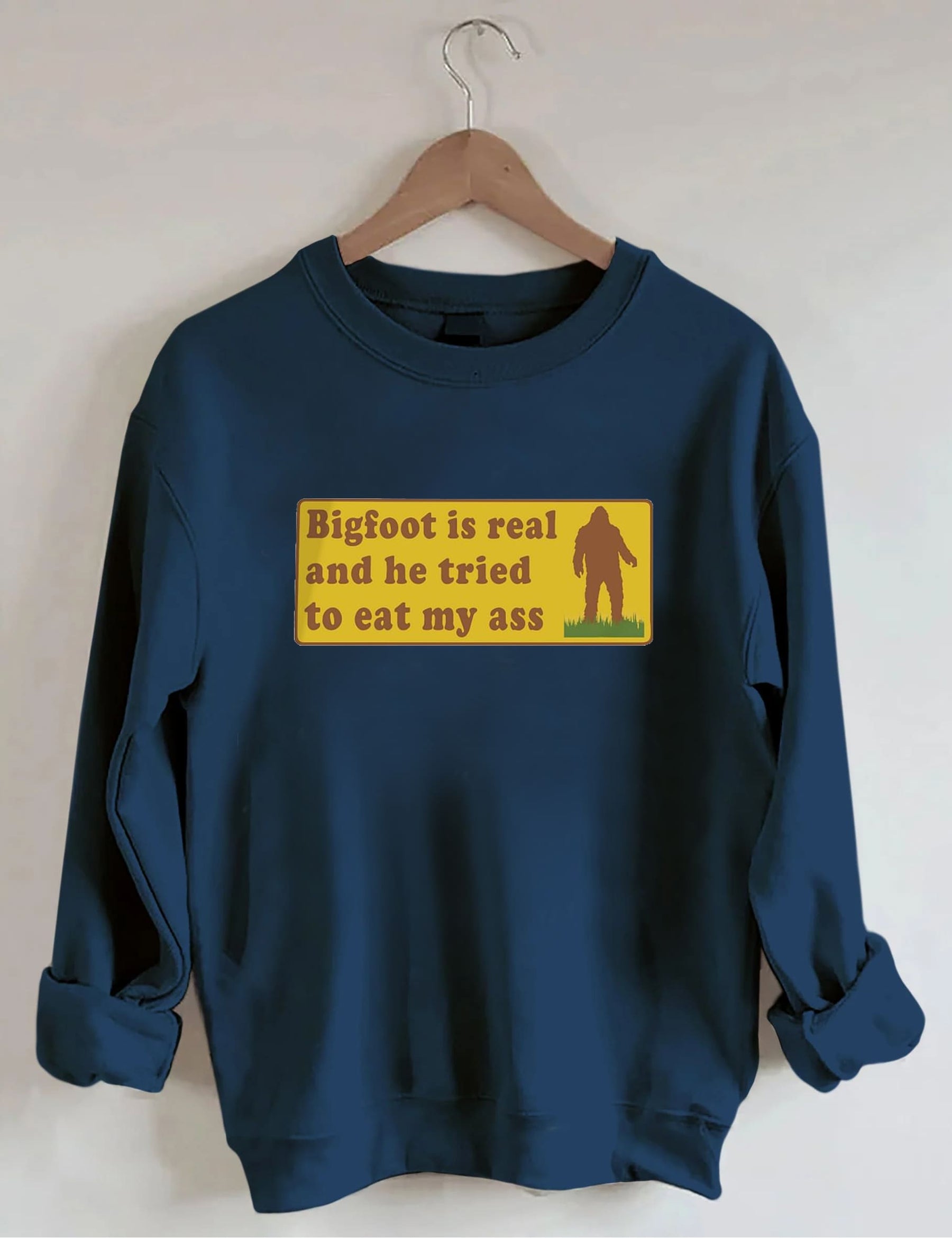 Bigfoot Is Real - Sweat-shirt à imprimé lettre