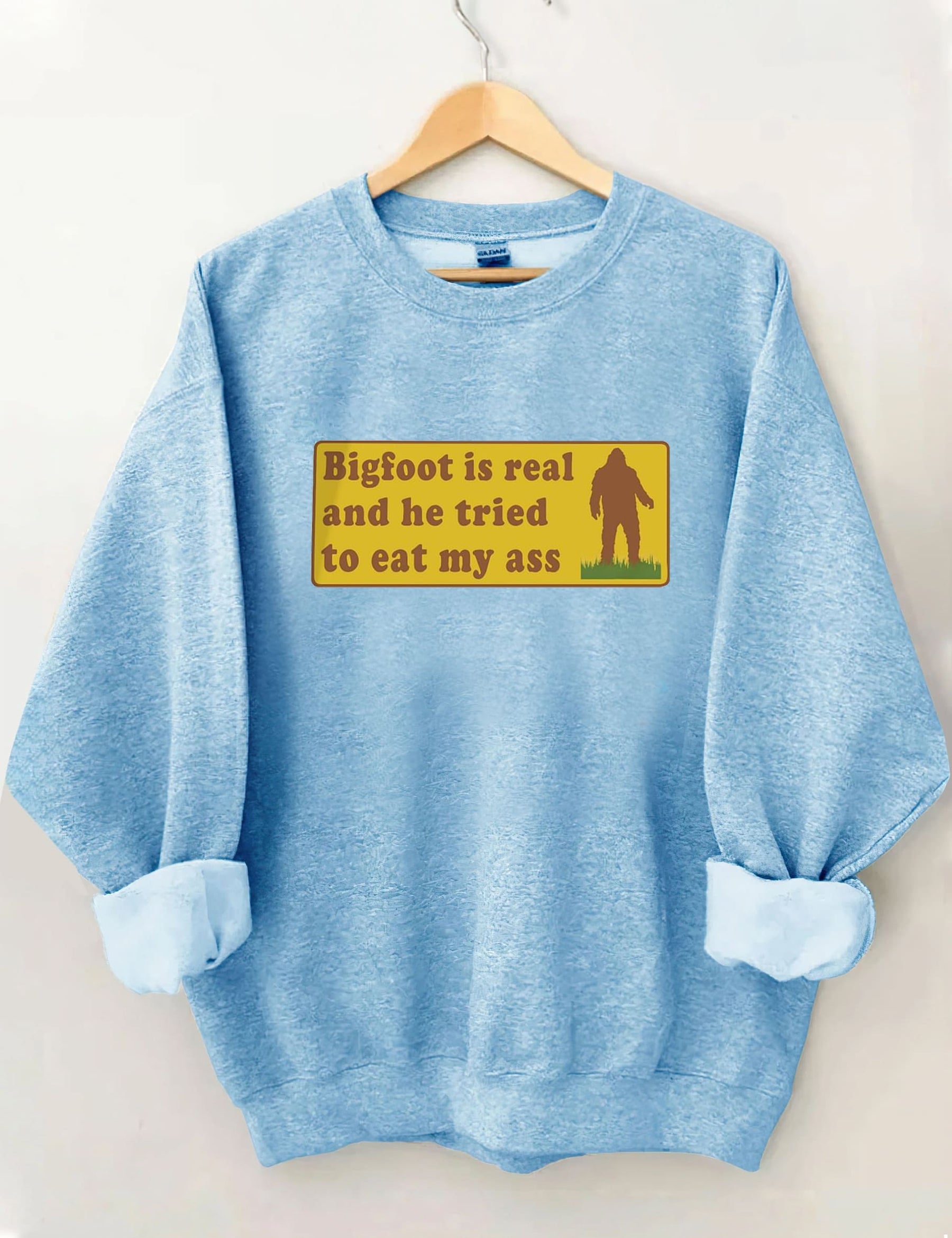Bigfoot Is Real - Sweat-shirt à imprimé lettre