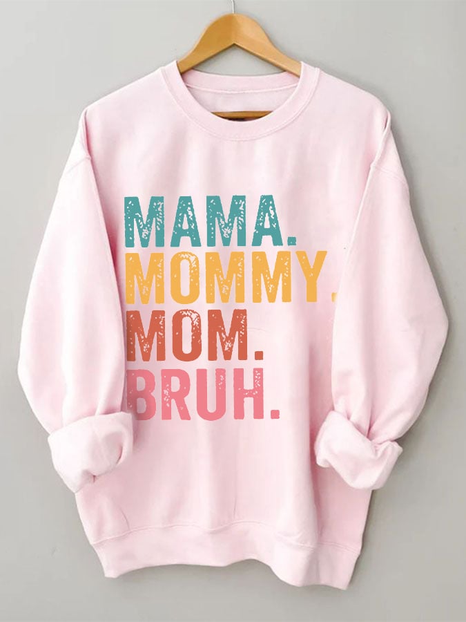 Sweat-shirt décontracté imprimé Ma Mama Mom Bruh pour femmes