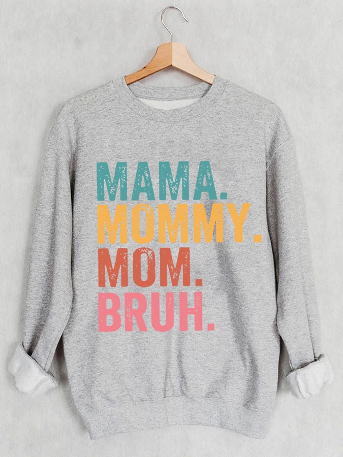 Sweat-shirt décontracté imprimé Ma Mama Mom Bruh pour femmes