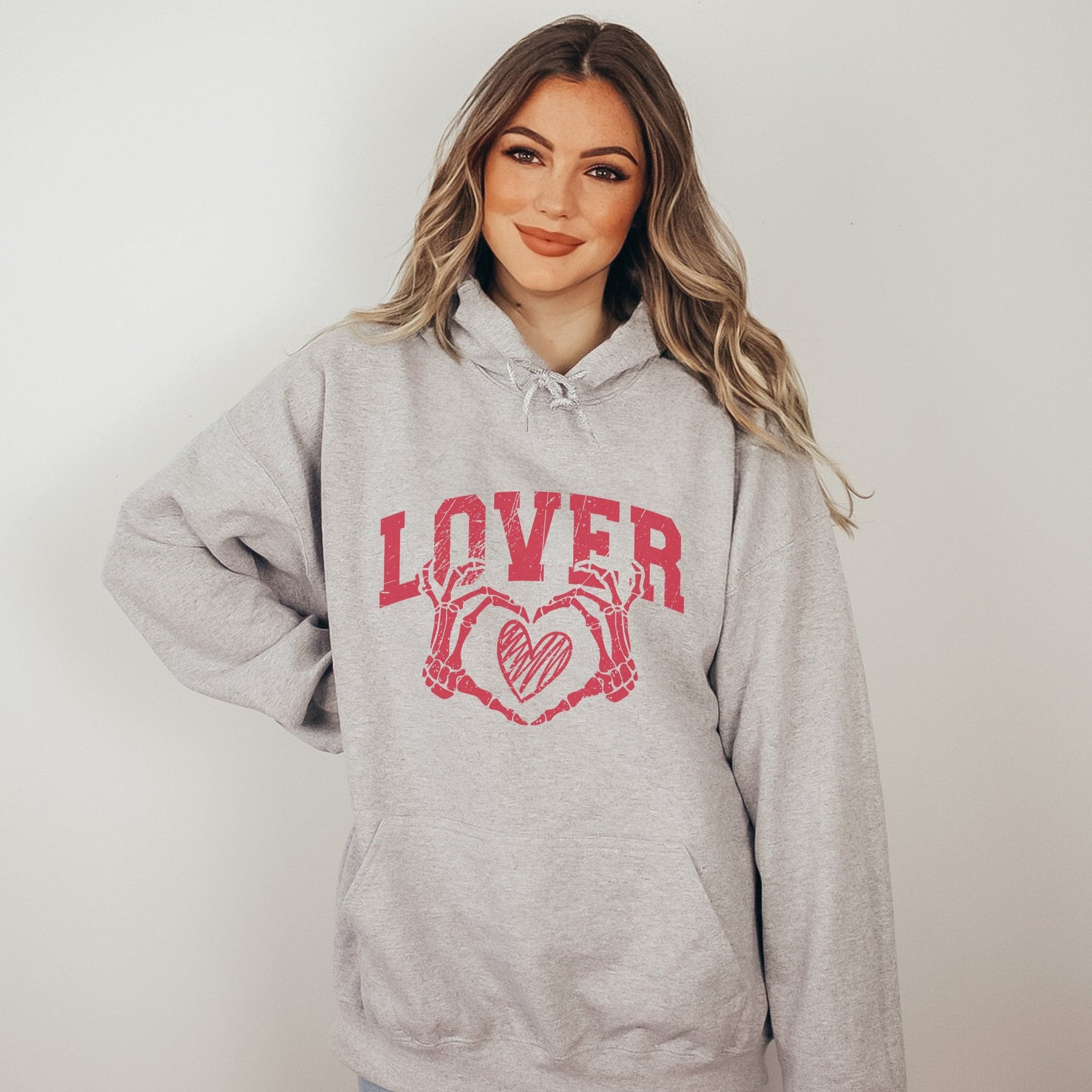 Sweat à capuche graphique LOVER Skeleton Heart Valentines