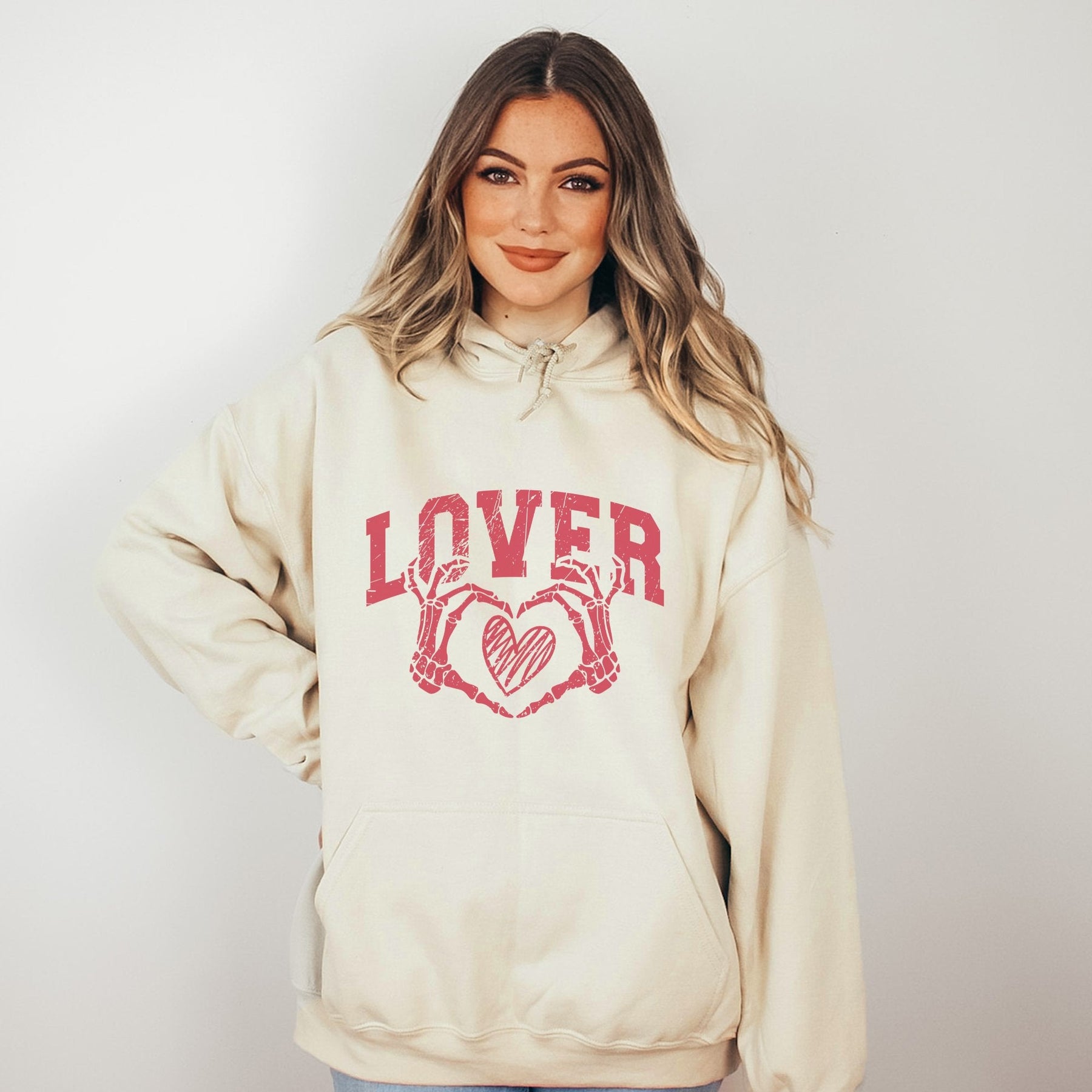 Sweat à capuche graphique LOVER Skeleton Heart Valentines