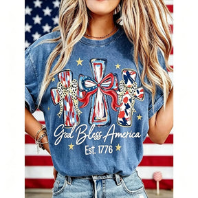 ⭐ God Bless America Women  T-Shirt - Vintage 250th Anniversary USA Gift Tee🎆