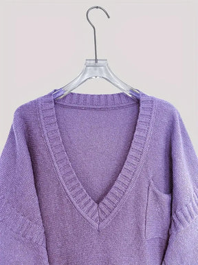 Plus Size, Women's Oversized V-Neck Sweater - Soft Cardigan Sweater with Batwing Sleeves