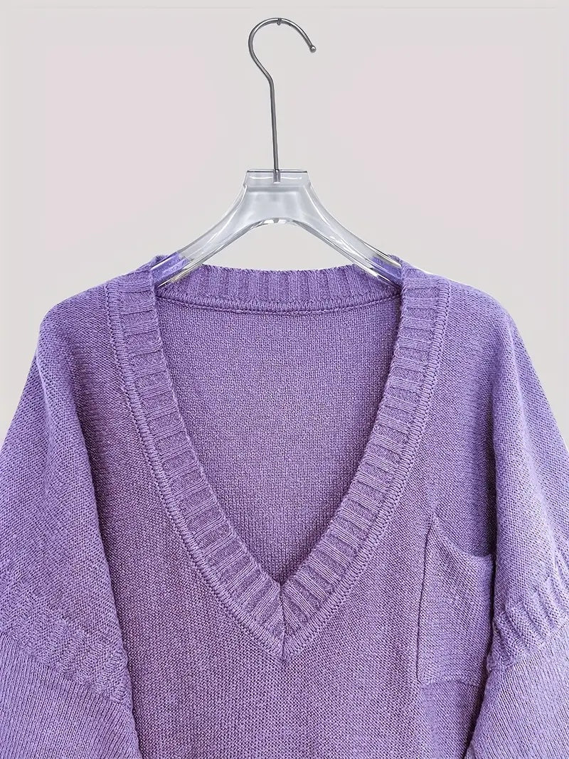 Plus Size, Women's Oversized V-Neck Sweater - Soft Cardigan Sweater with Batwing Sleeves