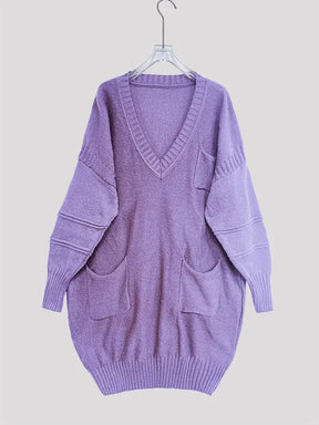 Plus Size, Women's Oversized V-Neck Sweater - Soft Cardigan Sweater with Batwing Sleeves