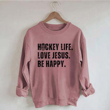 Comfort Colors Hockey Life Love Jesus Sweatshirt