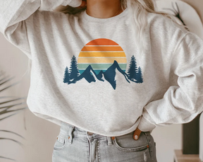 Mountain Sweatshirt Retro Sunset Aesthetic Sweatshirt