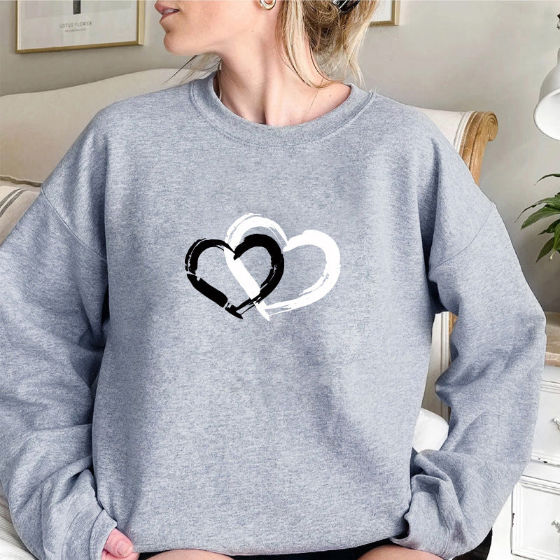 Sweatshirt mit Rundhalsausschnitt und doppeltem Herz-Print
