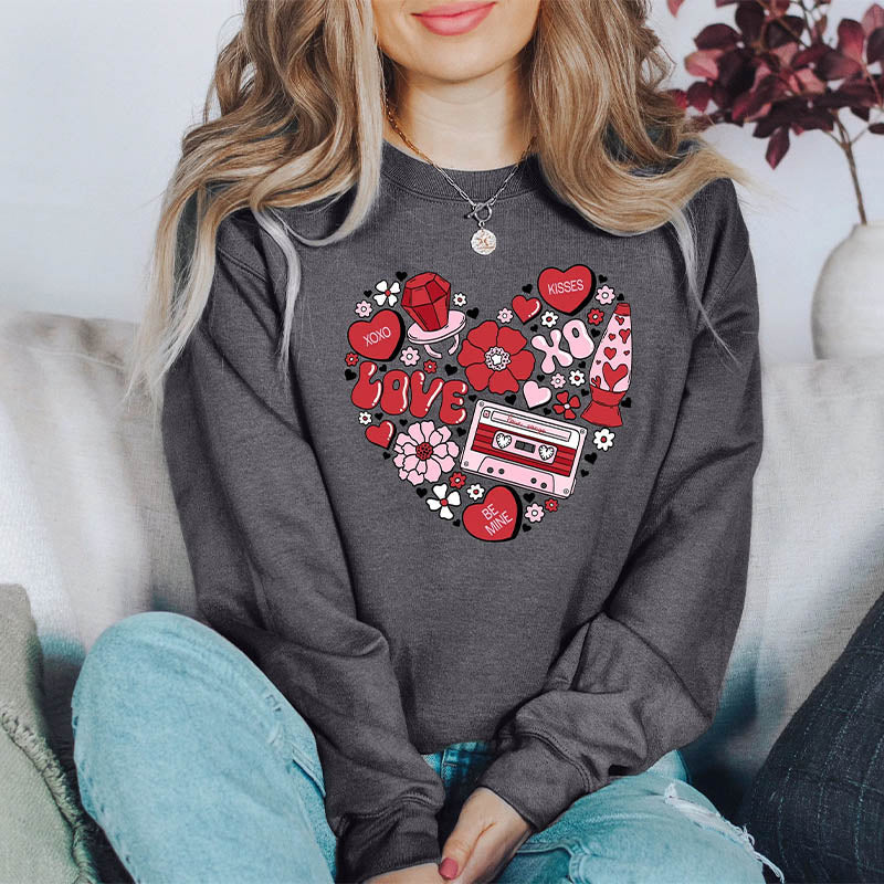 Herz-Sweatshirt mit Rundhalsausschnitt