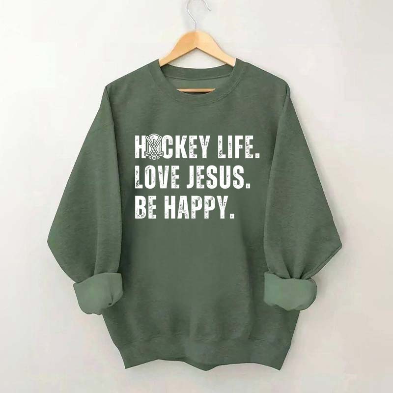 Comfort Colors Hockey Life Love Jesus Sweatshirt