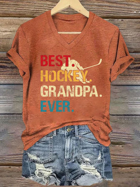 V Neck Best. Hockey. Grandpa. Ever. T-shirt