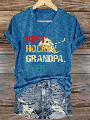 V Neck Best. Hockey. Grandpa. Ever. T-shirt