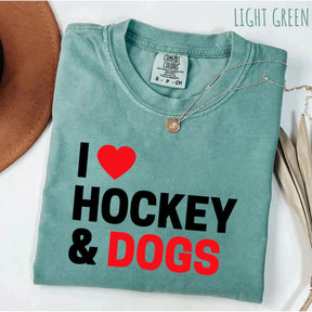 Comfort Colors I Love Hockey & Dogs T-shirt