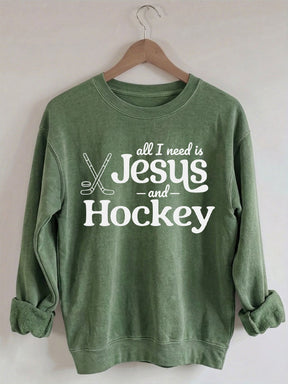 Comfort Colors Comfort Colors All I Need Is Jesus And Hockey Sweatshirt