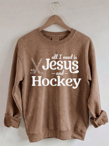 Comfort Colors Comfort Colors All I Need Is Jesus And Hockey Sweatshirt
