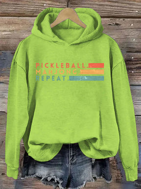 Pickleball Mahjong Repeat Retro Hoodie