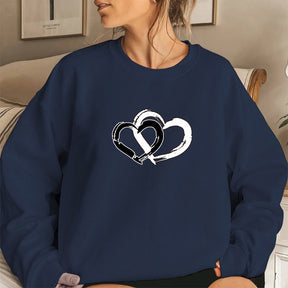 Sweatshirt mit Rundhalsausschnitt und doppeltem Herz-Print