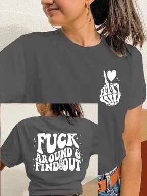 Wende-T-Shirt mit „Fuck Around And Find Out“-Print für Damen