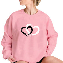 Sweatshirt mit Rundhalsausschnitt und doppeltem Herz-Print