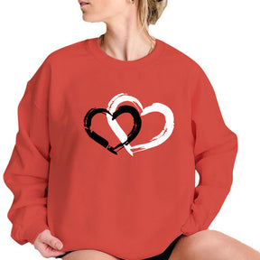 Sweatshirt mit Rundhalsausschnitt und doppeltem Herz-Print