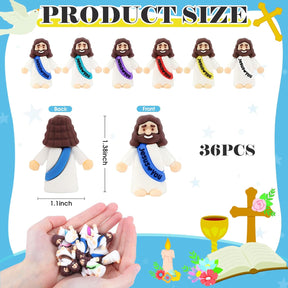 🔥 Little Jesus Figurines in Bulk, Pocket Jesus Loves You, Jesus Small Figures, Little Tiny Jesus Figures for Church Christmas Party Favors Baptism Gifts
