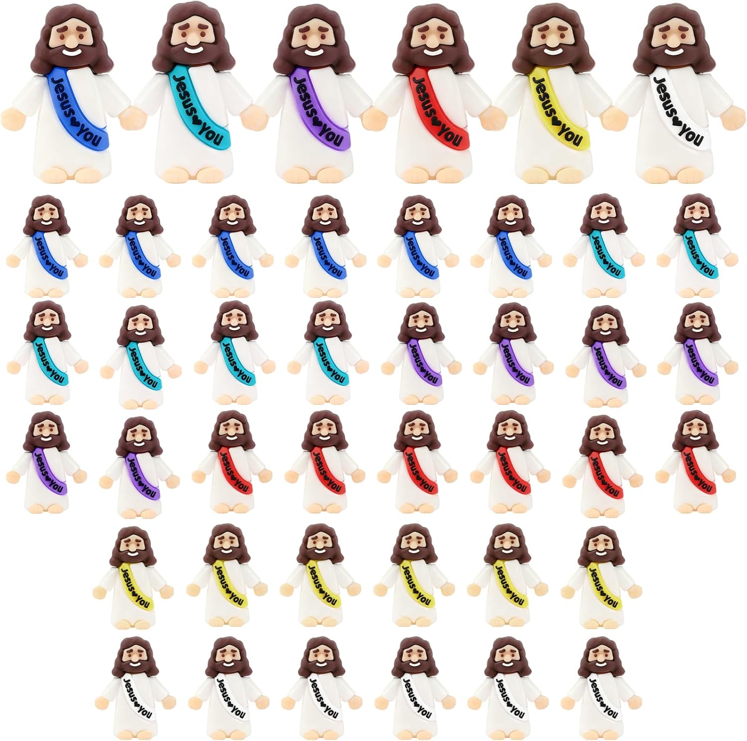 🔥 Little Jesus Figurines in Bulk, Pocket Jesus Loves You, Jesus Small Figures, Little Tiny Jesus Figures for Church Christmas Party Favors Baptism Gifts