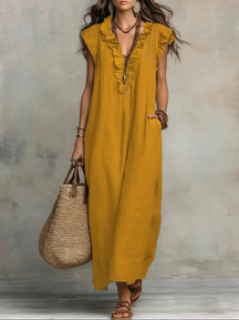 Elegant flowing sleeve floor-length dress