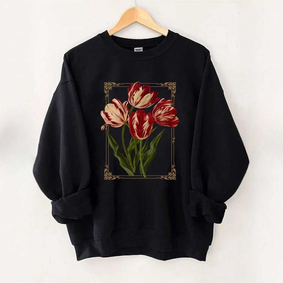 Sweat Botanique Foncé Fleurs
