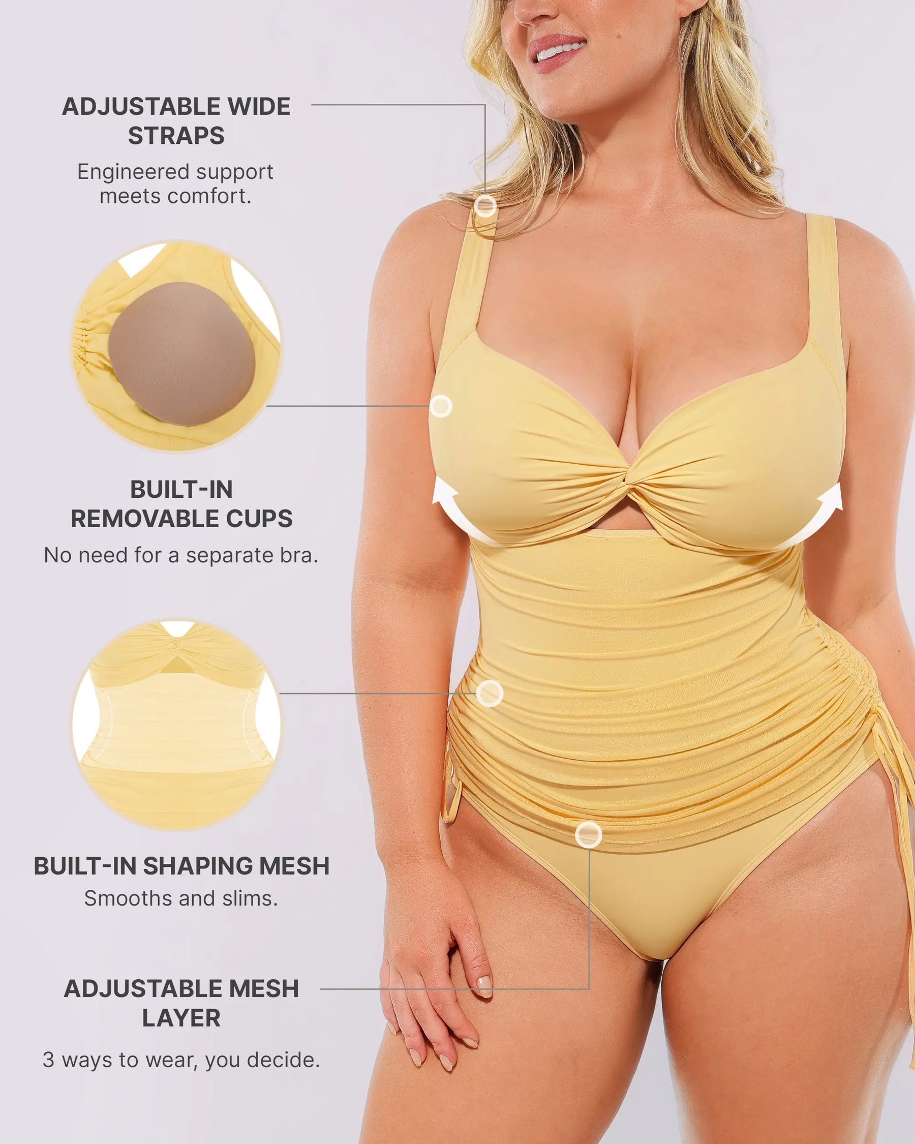 All-In-One Mesh Wrap Shaping Swimsuit
