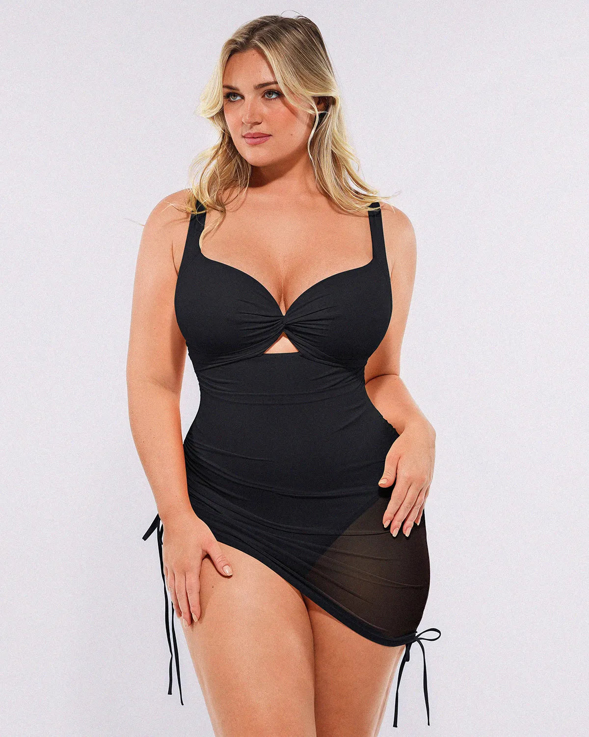 All-In-One Mesh Wrap Shaping Swimsuit