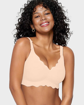 Soft Full Coverage Scalloped Wireless Jelly Bra