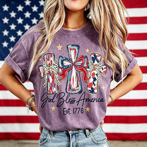 ⭐ God Bless America Women  T-Shirt - Vintage 250th Anniversary USA Gift Tee🎆