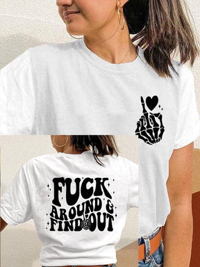 Wende-T-Shirt mit „Fuck Around And Find Out“-Print für Damen