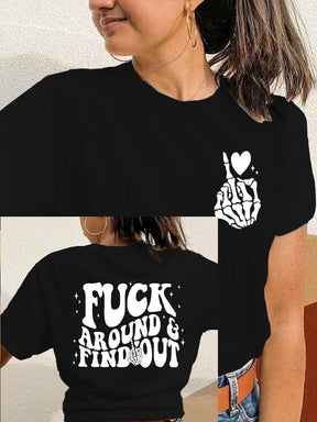 Wende-T-Shirt mit „Fuck Around And Find Out“-Print für Damen