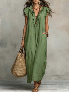 Elegant flowing sleeve floor-length dress